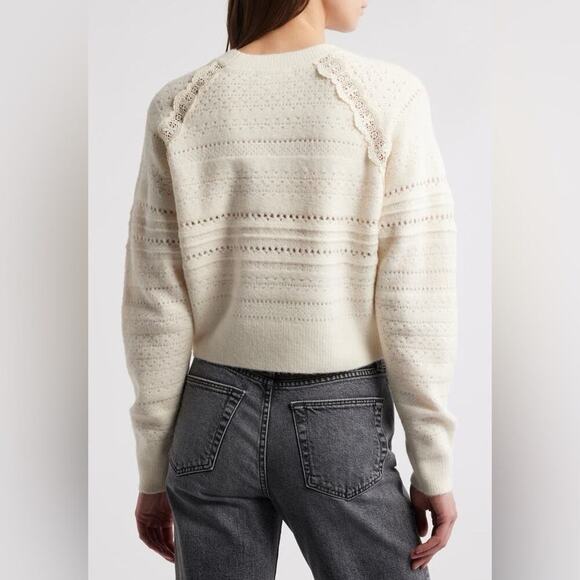 ✨Treasure & Bond✨ Lace Trim Open Stitch Sweater - Picture 2 of 11